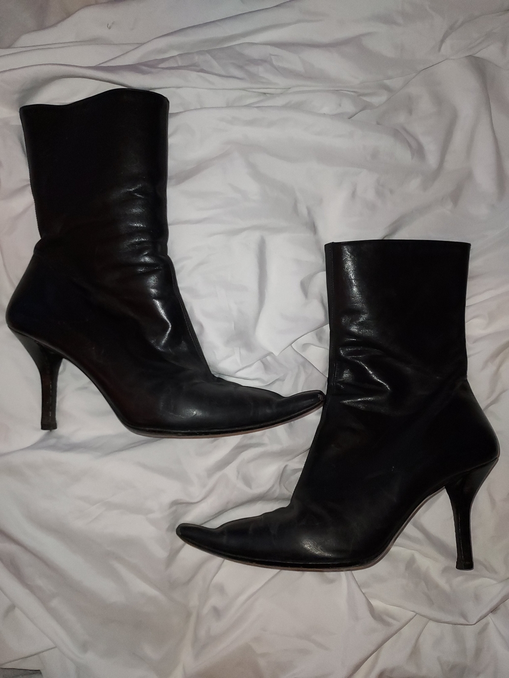 Vintage Gucci Black Leather Stiletto Boots Size 8B Made in Italy